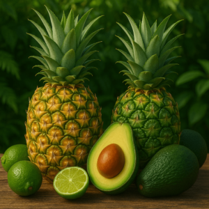Piña limón aguacate fruta